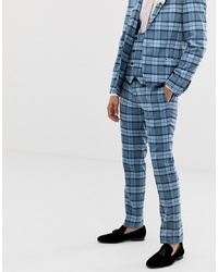 Twisted Tailor Super Skinny Suit Trousers In Blue Check