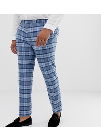 Twisted Tailor Super Skinny Suit Trousers In Light Blue Check