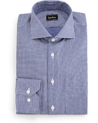 Neiman Marcus Classic Fit Non Iron Check Pattern Dress Shirt Navy