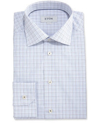 Eton Slim Fit Grid Check Dress Shirt Whitenavy Blue