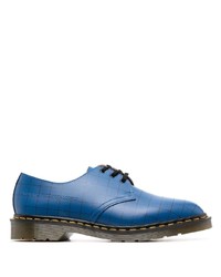 Blue Check Leather Derby Shoes