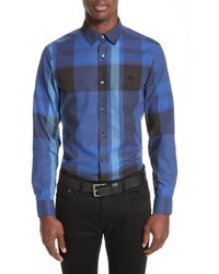 Blue Check Linen Long Sleeve Shirt