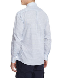 Brunello Cucinelli Check Long Sleeve Sport Shirt Navy