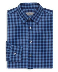 Canali Checkered Long Sleeve Cotton Shirt