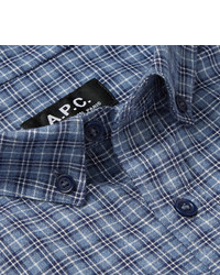 A.P.C. Marlon Slim Fit Button Down Collar Checked Cotton Shirt