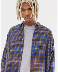Collusion Oversized Check Shirt In Blue