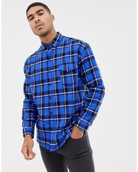 Good For Nothing Oversized Check Shirt In Blue