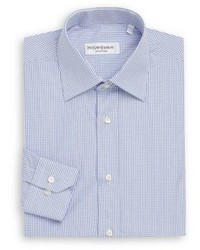 Saint Laurent Regular Fit Small Check Cotton Dress Shirt Gift Box