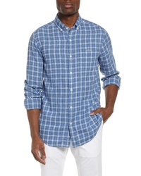 Vineyard Vines Tucker Slim Fit Check Cotton Linen Sport Shirt