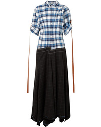 Loewe Asymmetric Checked Cotton Wool And Dress