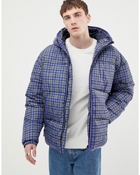 ASOS DESIGN Puffer Jacket In Blue Check