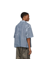 Prada Blue Oversized Overlay Print Shirt