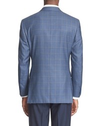 Canali Classic Fit Windowpane Silk Wool Sport Coat