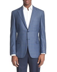 Canali Classic Fit Windowpane Silk Wool Sport Coat