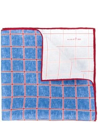 Kiton Grid Check Pocket Square