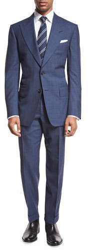 Tom Ford Windsor Base Double Windowpane Two Piece Suit Bright Blue, $3,870  | Neiman Marcus | Lookastic