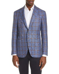 Canali Kei Classic Fit Windowpane Wool Blend Sport Coat
