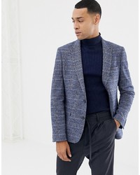ASOS DESIGN Slim Crop Blazer With Blue Wool Mix