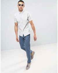 Asos Slim Suit Pant In 100% Wool Blue Check