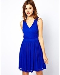 A Wear Pleated Wrap Dress Blue