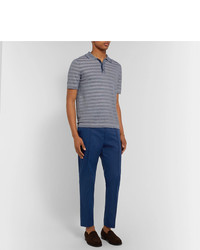 Hugo Boss Blue Paco Cropped Slim Fit Twill Trousers