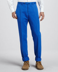 Incotex Chinolino Linen Cotton Pants Bright Blue