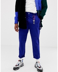 Collusion Skater Fit Trousers In Blue With Contrast Stitch