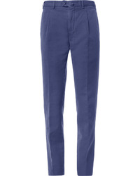 Loro Piana Slim Fit Pleated Cotton And Linen Blend Trousers