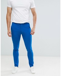 ASOS DESIGN Super Skinny Smart Trousers In Bright Blue