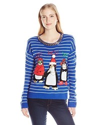 Blizzard Bay Juniors Ho Ho Yo Penguin Pullover Christmas Sweater