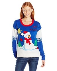 Blizzard Bay Juniors Oh Snow Light Up Christmas Pullover Sweater