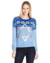 Blizzard Bay Star Of David Chanukah Ugly Christmas Sweater With Jingling Bells