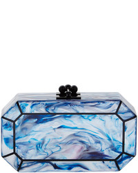 Edie Parker Fiona Faceted Acrylic Clutch Bag Blue