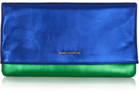 Saint Laurent Letters Metallic Leather Clutch, $990 | NET-A-PORTER