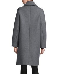 DKNY Snap Button Front Wool Blend Overcoat