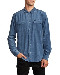 Blue Corduroy Long Sleeve Shirt