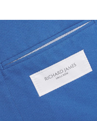 Richard James Blue Slim Fit Unstructured Cotton Twill Blazer
