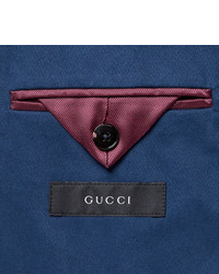 Gucci Blue Unstructured Suede Elbow Patch Cotton Blazer