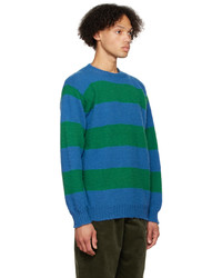 Howlin' Blue Green Shaggy Bear Chunky Stripes Sweater