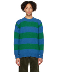 Howlin' Blue Green Shaggy Bear Chunky Stripes Sweater