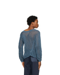 Nicholas Daley Blue Knit Gart Dyed Sweater