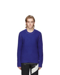 Helmut Lang Blue Wool Overwashed Felted Sweater