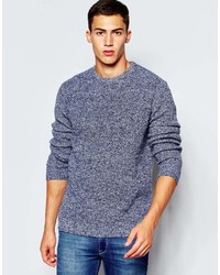 Asos Brand Lambswool Rich Sweater With All Over Rib
