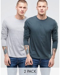Asos Brand Long Sleeve T Shirt With Crew Neck 2 Pack Save 19%