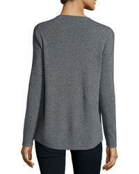 Neiman Marcus Cashmere Collection Cashmere Crewneck Sweater W Beaded Trim