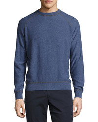 Luciano Barbera Cashmere Crewneck Sweater Blue