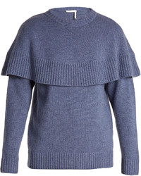 Chloé Chlo Iconic Cape Overlay Cashmere Sweater