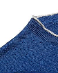 Ermenegildo Zegna Contrast Tipped Silk And Linen Blend Sweater