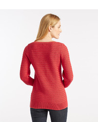 L.L. Bean Cotton Basket Weave Sweater Boatneck Pullover