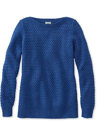 L.L. Bean Cotton Basket Weave Sweater Boatneck Pullover